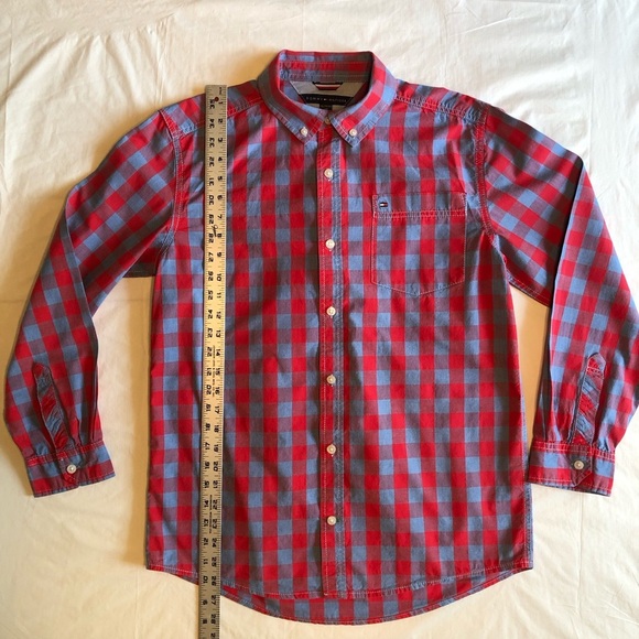Tommy Hilfiger Red and Blue Casual Button Down Shirt Size XL (20) - Picture 4 of 7